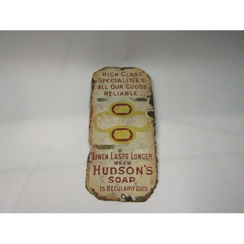 4314 - A Hudson's Soap door finger plate advertising sign, 18cm x 8cm