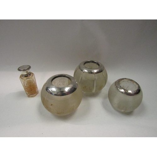 4327 - Three silver topped glass matchstick holders and one other