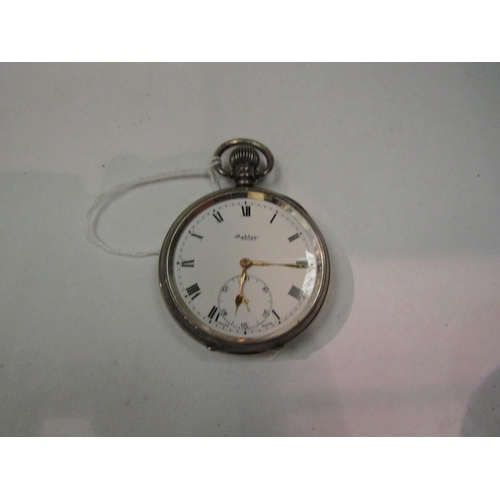 4375 - A silver cased Mahlen pocket watch, no glass