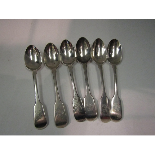 4376 - A set of six silver tea spoons