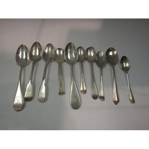 4379 - A selection of 10 silver and Sterling dessert and teaspoons