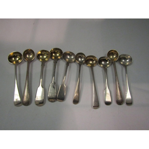 4380 - A group of ten silver salt spoons