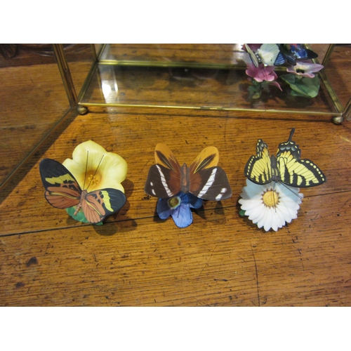 4200 - A collection of fifteen Franklin Porcelain butterflies in display case