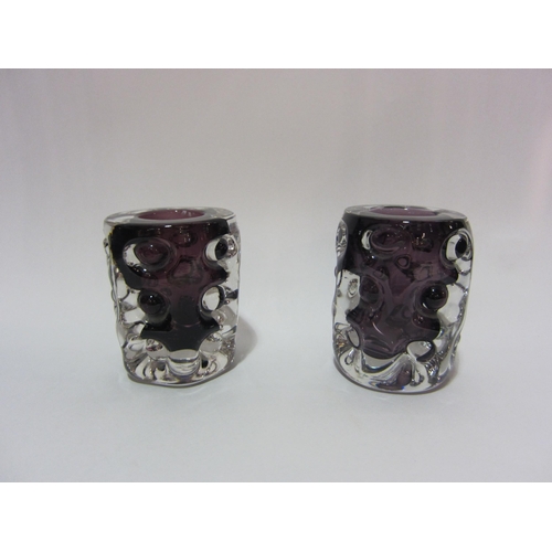 4245 - A pair of Art glass Liskeard amethyst 