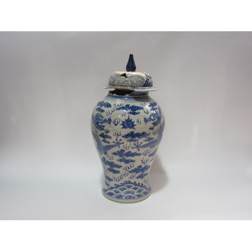 4249 - A Chinese lidded vase depicting dragons, a/f, 40cm tall approximately