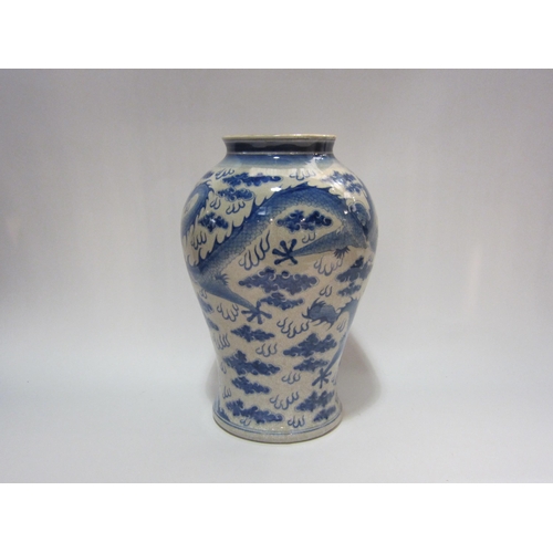 4249 - A Chinese lidded vase depicting dragons, a/f, 40cm tall approximately