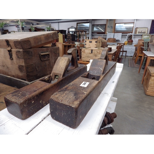 2065 - Two block planes belonging to Mr Brindid an early 20th Century carpenter and coffin maker from Hickl... 