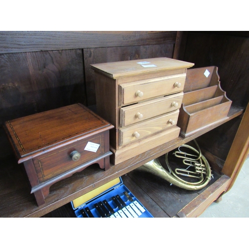 2252 - A mimiture pine chest of 4 drawers, lettter rack and small drawer unit