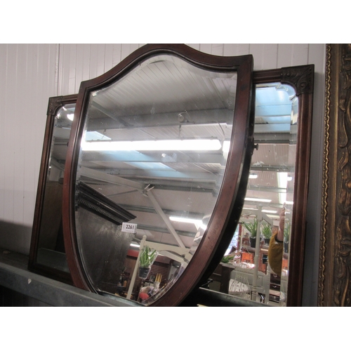 2261 - An Edwardian shield shaped mirror and another (2)