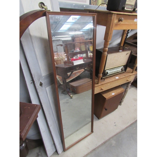 2414 - A 1970's teak wall hanging dress mirror        (R)    £20