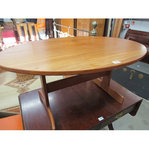 2432 - A teak oval coffee table, stool and case