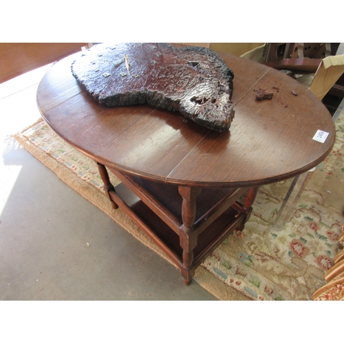 2456 - An oak drop flap coffee table and an oak coffee table (2)