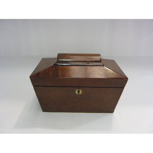 4006 - A mahogany sarcophagus tea caddy with key