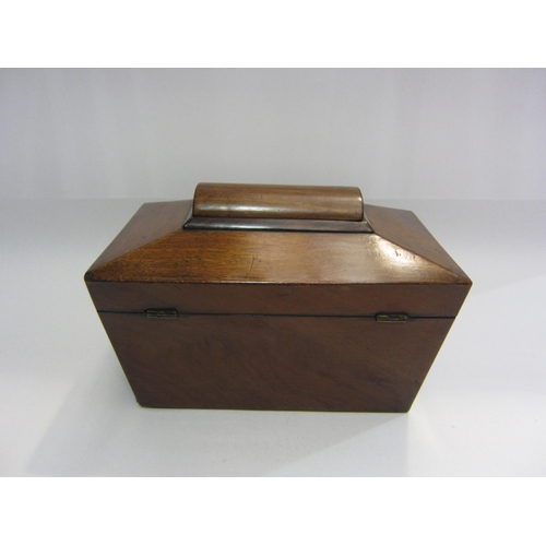 4006 - A mahogany sarcophagus tea caddy with key