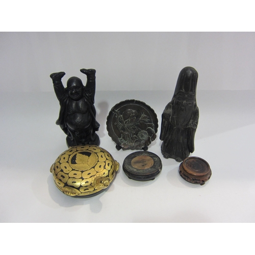 4012 - A selection of Oriental items including carved soapstone pagoda tower (44cm tall), two stands, metal... 