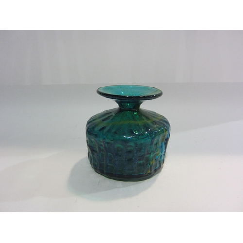 4392 - A Mdina glass vase of squat form, green / blue tones, 12.5cm tall approximately