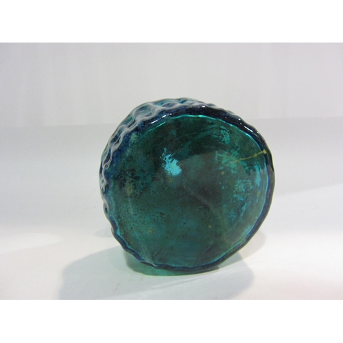 4392 - A Mdina glass vase of squat form, green / blue tones, 12.5cm tall approximately