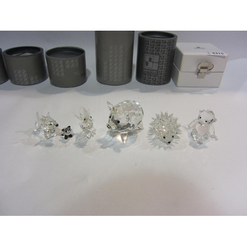 4415 - A collection of Swarovski Crystal; large pig, sitting monkey, dog, panda, hedgehog and cockerel (6)