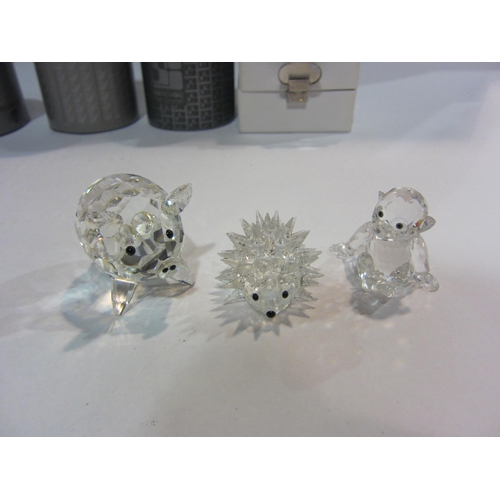 4415 - A collection of Swarovski Crystal; large pig, sitting monkey, dog, panda, hedgehog and cockerel (6)