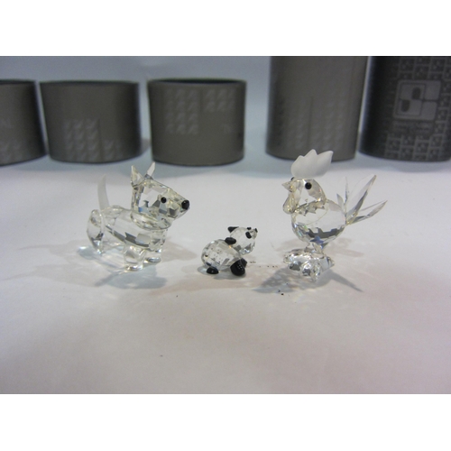 4415 - A collection of Swarovski Crystal; large pig, sitting monkey, dog, panda, hedgehog and cockerel (6)