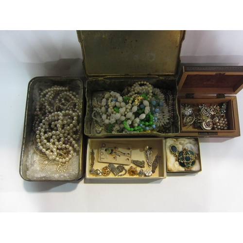 4416 - A collection of costume jewellery including bead necklaces, brooches etc.