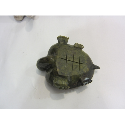 4439 - A carved stone turtle and elephant together with another (3)             (E) £10-20