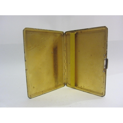 4458 - Two silver cigarette cases, each with gilded interiors, together with an ash tray (3)