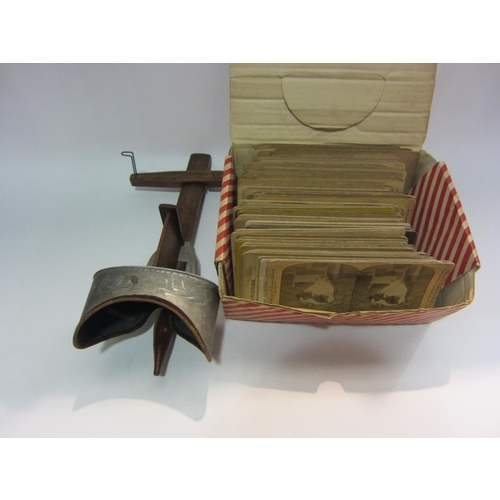 4301 - An Underwood stereoscope and a box of slides including military in South Africa, milkmaids, Egypt, M... 