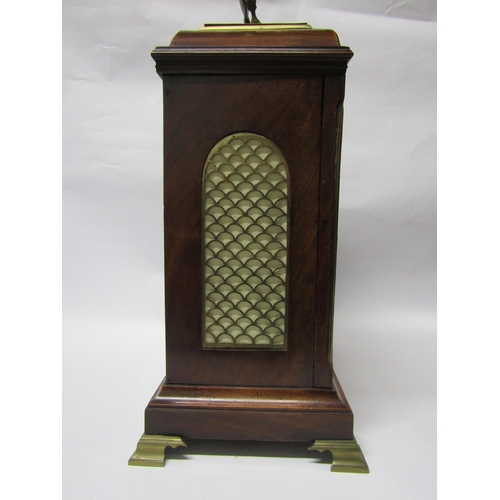 8068 - A Georgian mahogany bracket clock, Baker Tamworth, with arch white dial and Roman numerals, also out... 