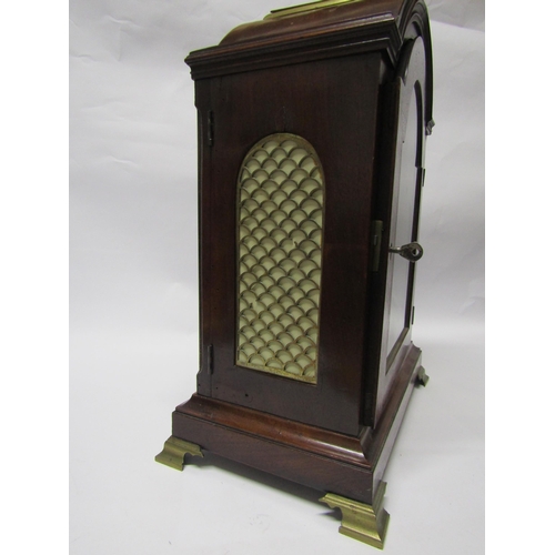 8068 - A Georgian mahogany bracket clock, Baker Tamworth, with arch white dial and Roman numerals, also out... 