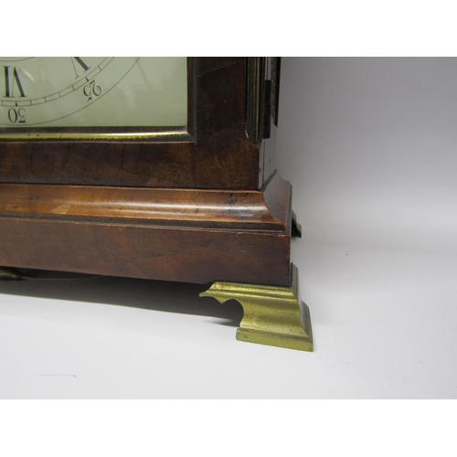 8068 - A Georgian mahogany bracket clock, Baker Tamworth, with arch white dial and Roman numerals, also out... 