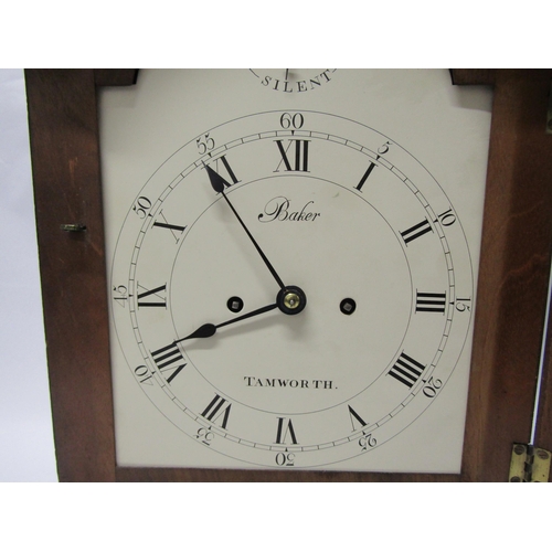 8068 - A Georgian mahogany bracket clock, Baker Tamworth, with arch white dial and Roman numerals, also out... 