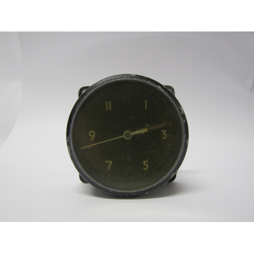 8112 - An original WWII aircraft 'one day' cockpit clock, Mk.11A 6A/1002. Metal alloy case with black circu... 