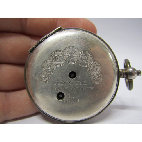 8098 - A Russian silver pocket watch awarded to Russian rifle shooters with Tsar Nicholas and Feodorovna de... 