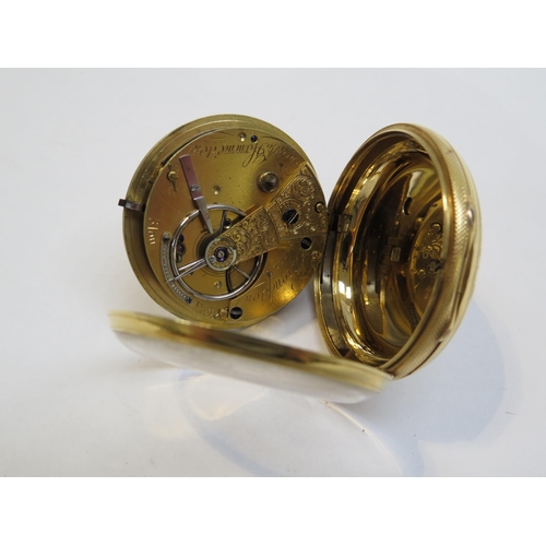 8170 - An 18ct gold engraved pocket watch with key, 33.1g total,  4cm diameter   (R) £600 Special Antiques