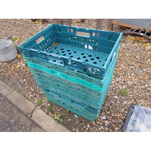 3227 - Ten plastic stacking crates