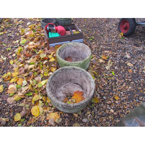 3264 - Two composition half barrel planters       (E) £10-20