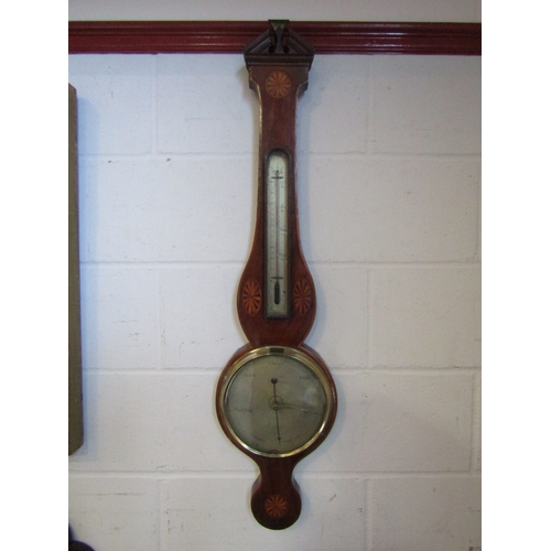 1076 - A 19th Century Tettamanzi of Colchester mahogany and marquetry wheel barometer, 101cm high