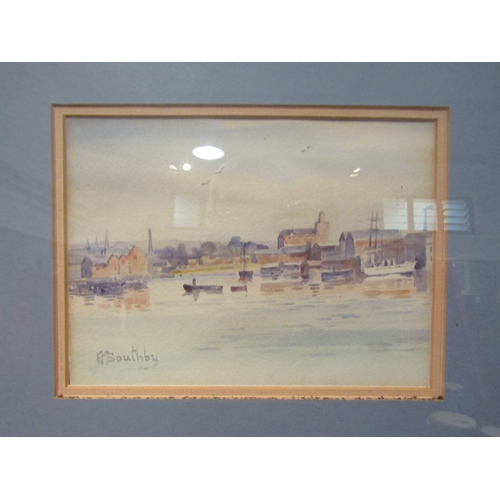 1153 - E. MABEL SOUTHBY (1906-1950): Castle Turret and Fishing Port, watercolours, both signed, framed and ... 