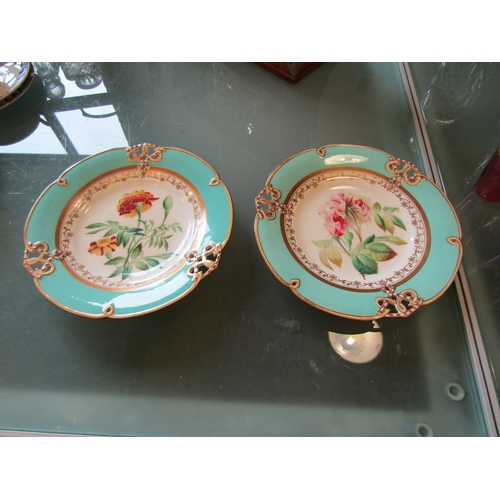 1248 - A pair of highly decorative cabinet plates with pierced gilt border, F. Simpson, Newington Butts, Lo... 