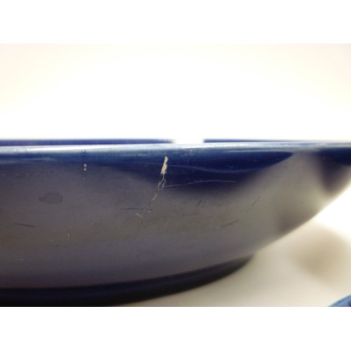 1348 - Three pieces of Rorstrand 'Blue Fire' pottery designed by Hertha Bengtsson, tear shaped bowl (chip a... 