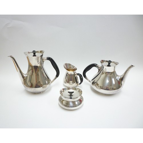 1352 - A Danish Cohr coffee/tea set in silver plate, designed by Hans Bunde. Tallest piece 21cm