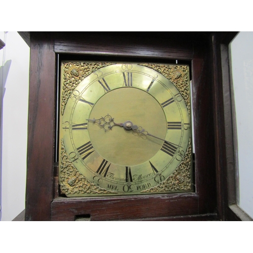 8001 - An 18th Century oak longcase clock with 30 hour countwheel birdcage movement and brass square 10.5