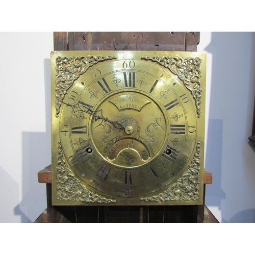 8004 - A George III Samuel Ashton of Ashburn 8 day long case clock, brass square 11 1\2 inch face with Roma... 