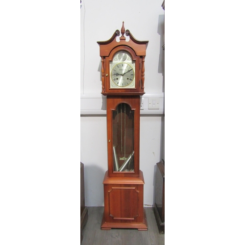 8010 - A reproduction 31 day Grandmother clock with pendulum and two weights, 143 cm tall    (BB)  (E)  £20... 