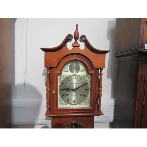 8010 - A reproduction 31 day Grandmother clock with pendulum and two weights, 143 cm tall    (BB)  (E)  £20... 