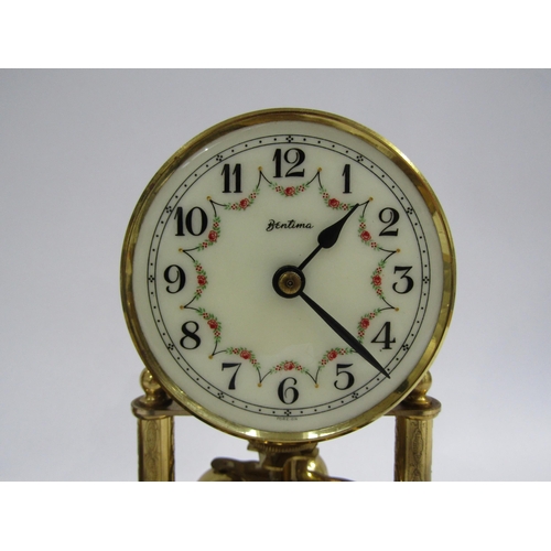 8044 - Two near pair brass anniversary clocks under glass domes, one Bentima and other Kesn. Both marked KS... 