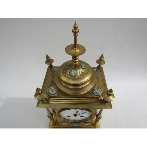 8051 - An Aubert & Co Regent Street gilt brass mantel clock with French movement striking on a bell. Pagoda... 