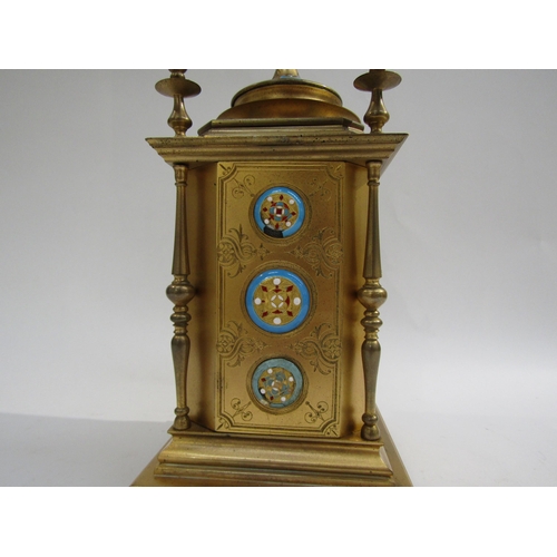 8051 - An Aubert & Co Regent Street gilt brass mantel clock with French movement striking on a bell. Pagoda... 