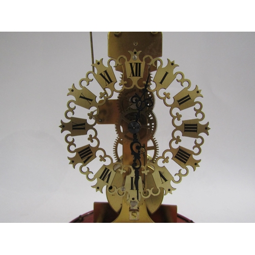 8056 - A brass kieninger skeleton clock, movement stamped AJK, under glass dome. Pierced dial with Roman nu... 